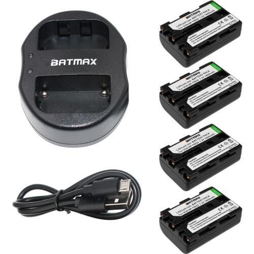 Batmax 4pcs NP-FM50 NP FM50 NPFM50 Rechargeable Battery+USB Dual Charger for Sony Alpha A100 DSLRA100 A100K CCD-TRV408 DCR-PC105