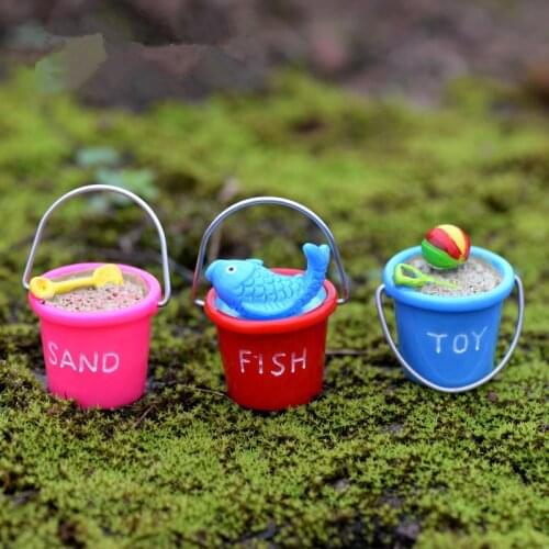 5Pcs/lot Cute Mini Beach Bucket Fairy Garden Miniatures Figurines for Terrarium Moss Micro Landscape Decoration DIY Ornaments