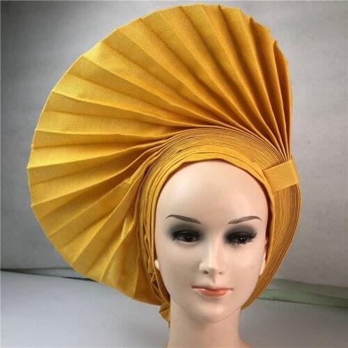 Stripe african headtie nigerian aso oke headtie women head wrap turban gele headtie femme scarf high quality for party3piece/set
