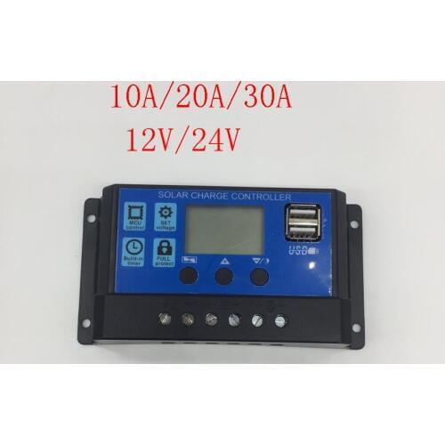 30A/20A/10A 12V 24V Auto work Solar Charge Controller PWM with LCD Dual USB 5V Output Solar Cell Panel Charger Regulator PV Home