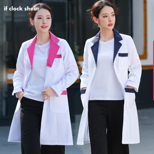 Unisex White Lab coats Beauty salon workwear Pet grooming Long sleeved Lab coats Famale spa uniform health service work Clothing
