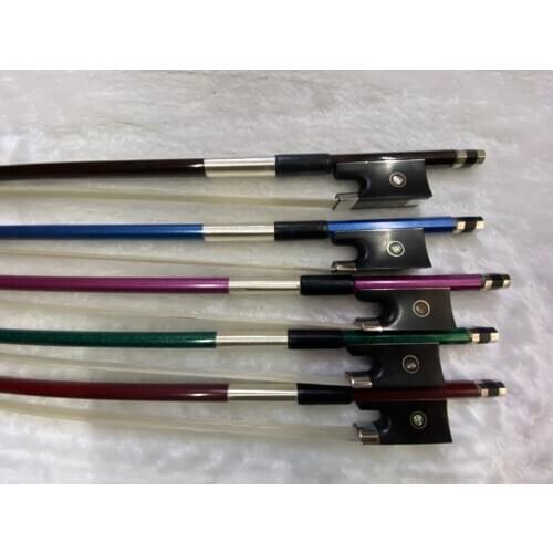 Free shipping 1 pcs of 4/4 red or blue or pink or coffee or green Carbon Fiber Violin Bow Well Balance Horse Hair