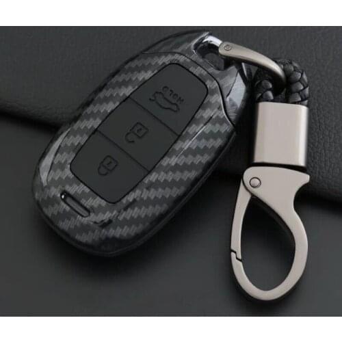 Carbon Fiber ABS Silicone Car Key Case cover For Hyundai KONA Encino Ix35 Grandeur Ig Accent Santa Fe Palisade 2018 2019