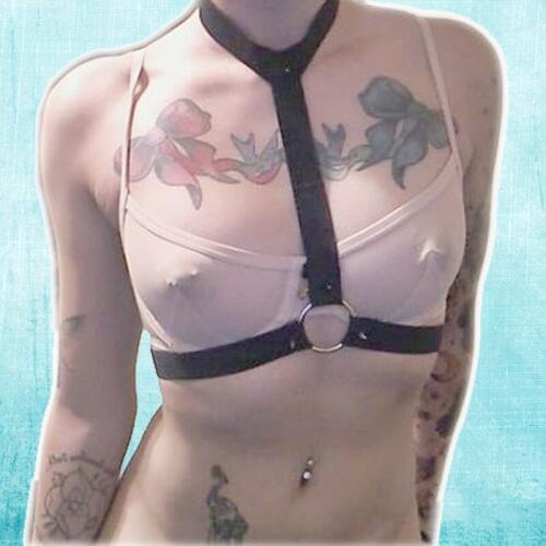 Black Neck Around Harness Belt Adjustable Polyester Body Cage Bra Elastic Bondage Belt Pole Dance Lingerie Womens Fashion O0127