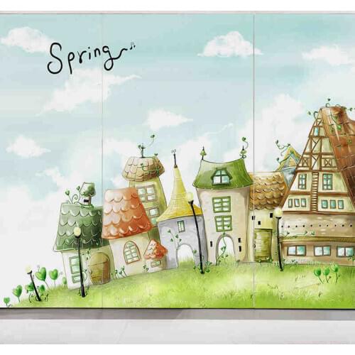 Decorative glass stickers bathroom frosted film sliding door landscape painting stickers wardrobe renovation cartoon stickers