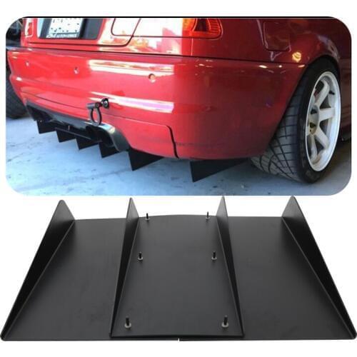 Difusor de parachoques trasero inferior de coche ABS Universal Shark 4 Kit de aletas accesorios de decoración de coche negro 22