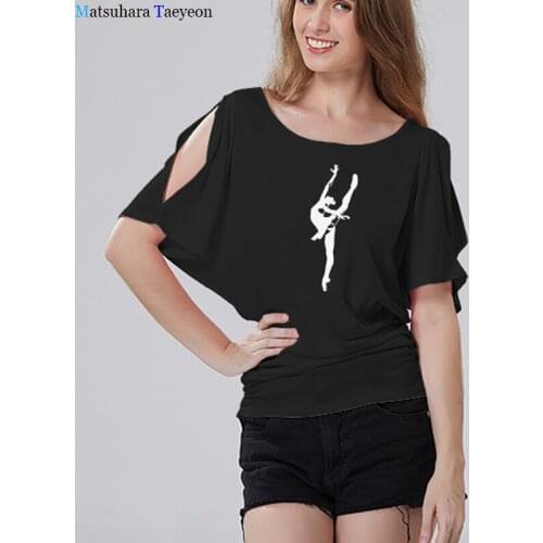 Ballet Dancer Harajuku T Shirt Funny T-shirt Women Clothing Casual Short Sleeve Tops Tees Plus Size Bat sleeve Woman shirts