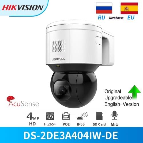 Hikvision IP Camera 4MP 4X IR PTZ Speed Dome DS-2DE3A404IW-DE PoE Built-in Mic & Speaker Audible Alarm IP66 H265+ With Bracket
