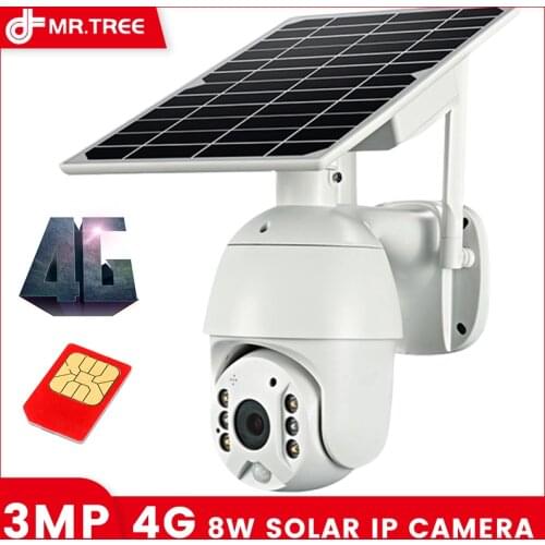 Outdoor 8W Solar Recharge Battery Audio IP Camera 4G LTE FDD GSM/WIFI PTZ Wireless Camera 3MP 1080P Security Surveillance Camera