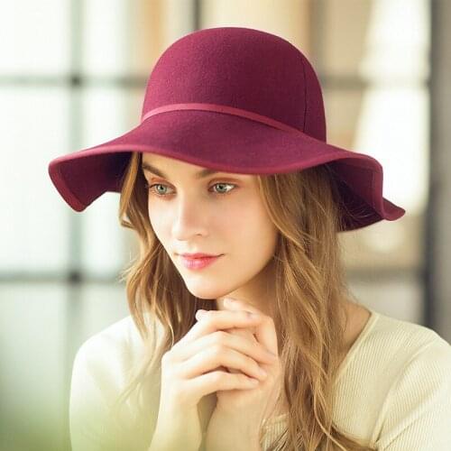 JKP New Wool Womens Hat Autumn and Winter Fedoras Outdoor Fashion Elegant Hat Female Foldable Solid Color Caps MZ-09