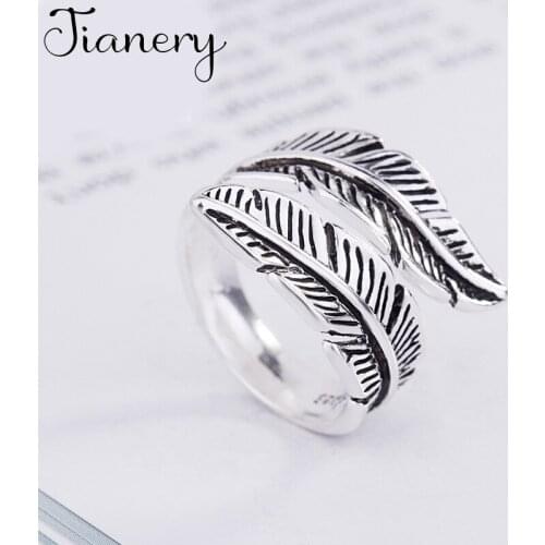 JIANERY Romantic Boho Silver Color Double Leaf Rings for Women Christmas Gift Statement Jewelry Anillos Mujer