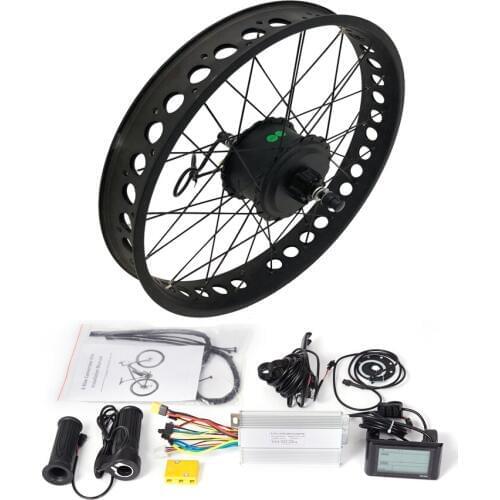 Ebike 20'' 24'' 26'' 4.0 wide 36V 250/ 350/ 500W dropout front 135 or rear 170 190mm Snow Beach Fat Tyre Bike Conversion Kit