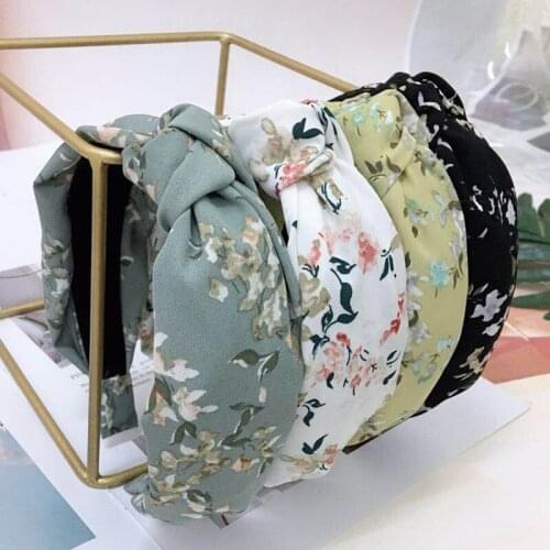 Headband Korean version of the new fabric floral knotted hairband summer refreshing chiffon adult student hairhoop womens
