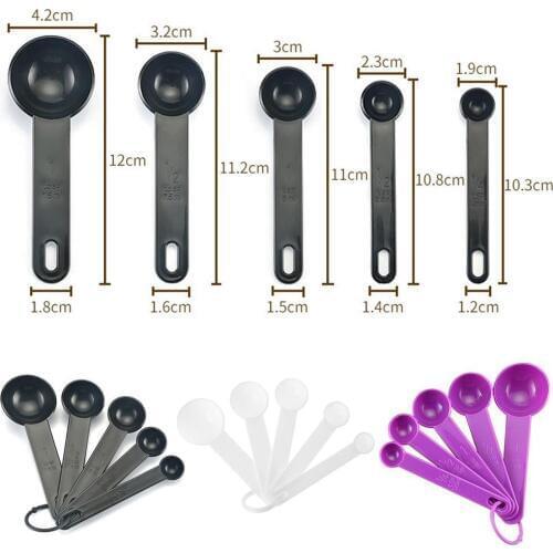 5Pcs/set Measuring Spoon For Baking White Plastic Teaspoon Tablespoon Tool Measuring Utensil Kitchen X9G5