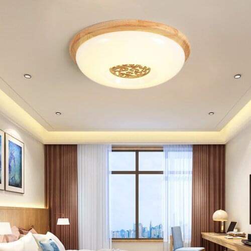 Three Styles Minimalist Round LED Ceiling Light Chinese Style Woodcut Pattern for Living Room Bedroom Study Office Restaurant