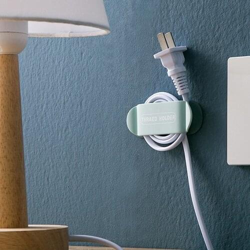 Multi-Purpose Cable Organizer Strong Adhesive Wall Hooks Power Plug Hook Socket Hanger Holder Data Cable Management Clip Blue