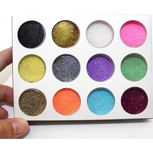 Fashion 12 Color Metal Glitter Nail Art Tool Kit Acrylic Powder Dust gem Polish Nail Tools 12pcs\lot