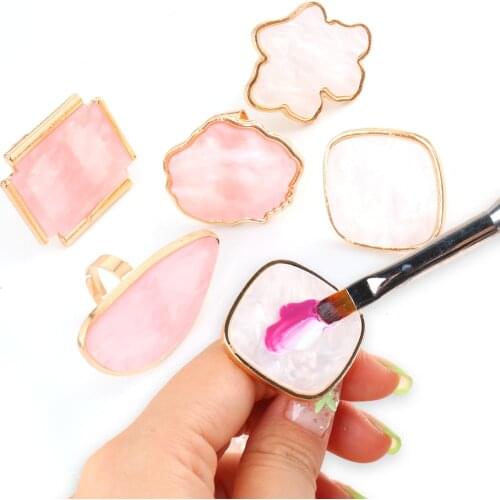 Marble Nail Art Color Palette Gel Polish Display Holder Nails Powder Mixing Drawing Plate Finger Ring Manicure Accessory BE1925