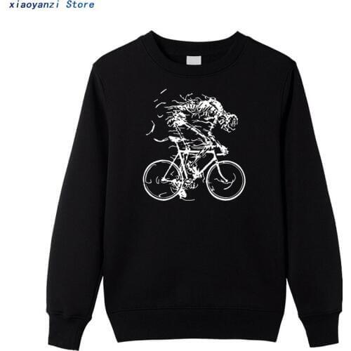 Skeleton Skull Cycle men sweatshirts O-Neck Graphic pullovers Novelty Cotton hoodies Funny Plus Size sweatshirt for Men