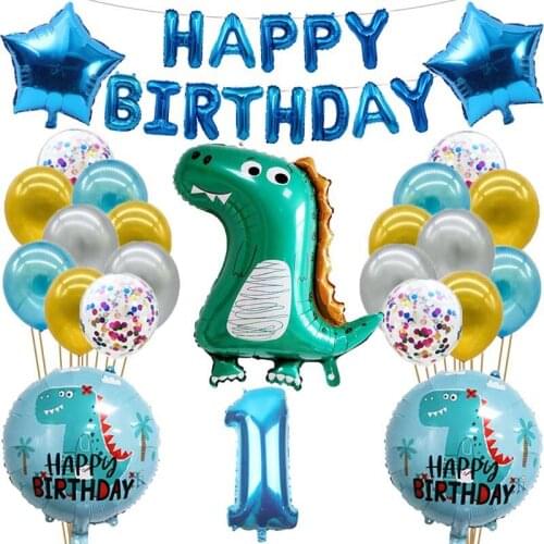 Cute Dinosaur Confetti Latex Balloon Set Baby Shower Foil Balloon Birthday Party Decorations Kids Toys