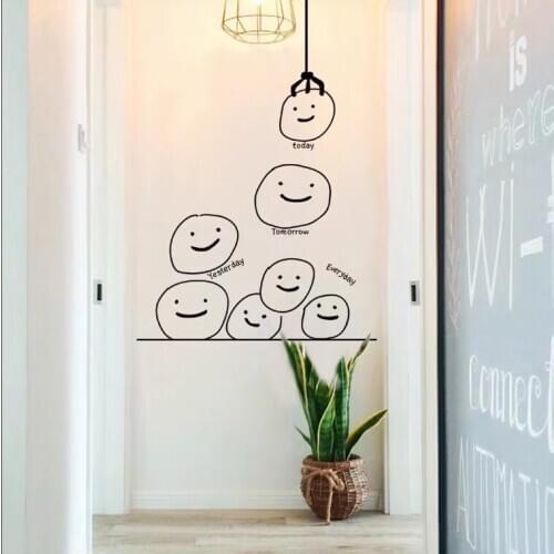Window Sticker Smile every day Glass film Wall stickers Waistline vinyl Quick DIY Easily Remove Home Decor for Windows Door Wall