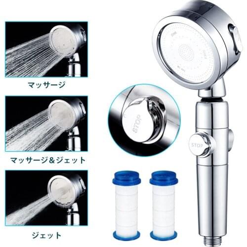 3 Modes Bath Shower Adjustable Jetting Shower Head High Pressure Saving Water Japanese style Bathroom Anion Filter SPA Nozzle