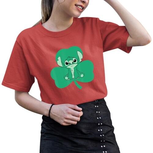 Disney Summer New Products Women T-Shirts Fashion Dropship Kawaii Lilo & Stitch Printing O-Neck Short Sleeve T Shirts Female Top