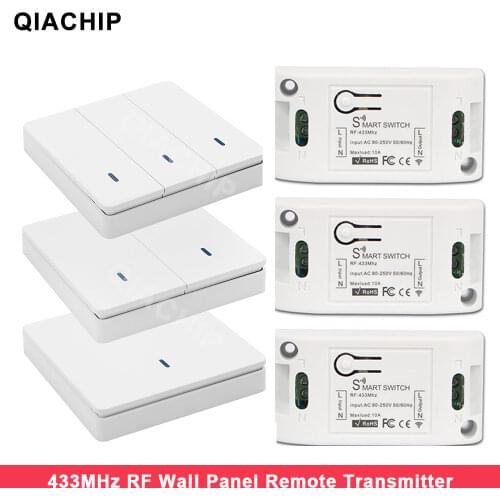 QIACHIP Wall Panel Wireless Remote control Transmitter 1 2 3 Button RF Switch For Light Lamp Bulb Home Living Room Controllor
