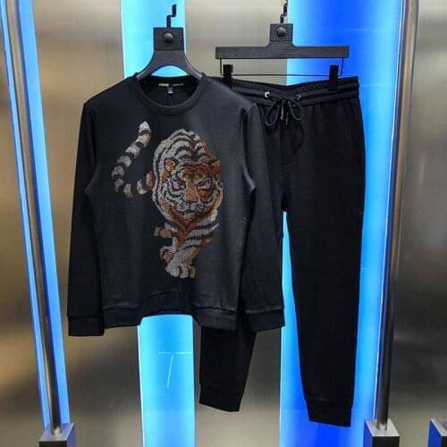 Plus Size Velvet Good Quality Autumn Winter Oversized Jogging Hot Hip Hop Diamond Big Mens Track Suit Casual Sets