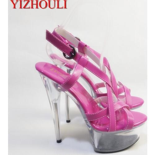 SALE 15cm Sexy Super High Heel Platforms Crystal Sandals 6 inch women summer shoes Exotic Dancer sexy pole dancing shoes