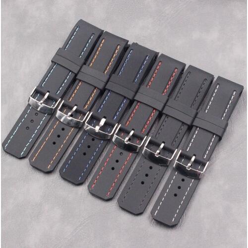 Silicone strap men 22mm curved ladies outdoor sports waterproof natural rubber strap watch accessories pin buckle