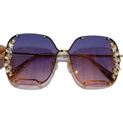 Classic Retro Sunglasses Women Luxury Rimless Alloy Sun Glasses Vintage Gradient Mirror Oculos De Sol Feminino UV400