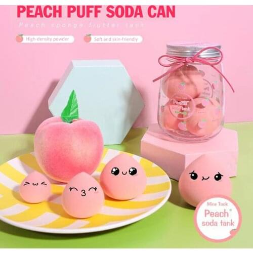 Super Cute Girls Gift!!!4Pcs/Bottle Makeup Egg Canned Peach And Avocado Cosmetic Puff Soft Skin-Friendly Not Eat Powder
