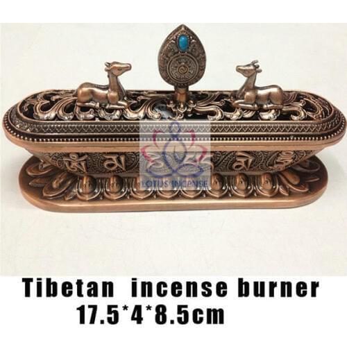 Tibet Incense Burner Tibetan Alloy Bronze Incense Burner with Eight Auspicious Symbols Metal Craft Home Decor Free Shipping
