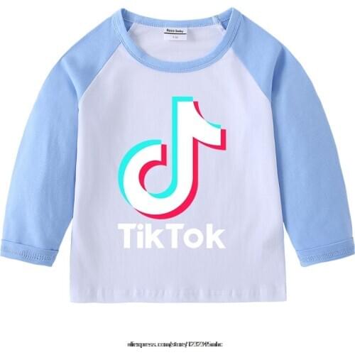 Tik Tok Children Little Cartoon Print T-shirt Kids Tik Tok Funny Tops Baby Boys/Girls Long Sleeve T shirt