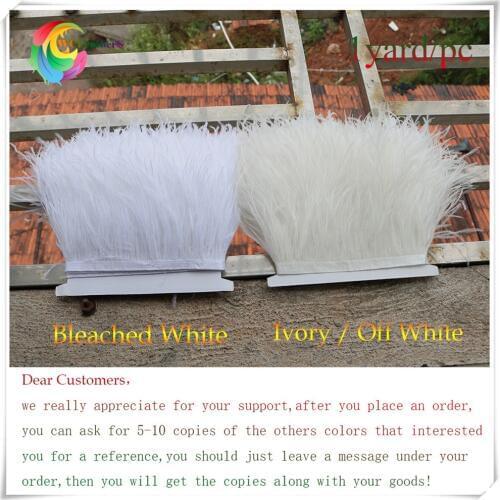 High quality 1yard per pc Ivory ostrich feather fringe trims off white natural ostrich feather trimming for skirt costume dress