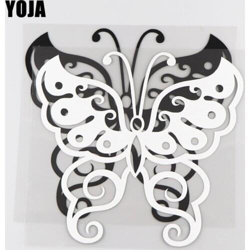 YOJA 16.9×15.7CM Vinyl Gorgeous Butterfly Cartoon Animals Decal Car Stickers Black/Silve0r 19C-0150