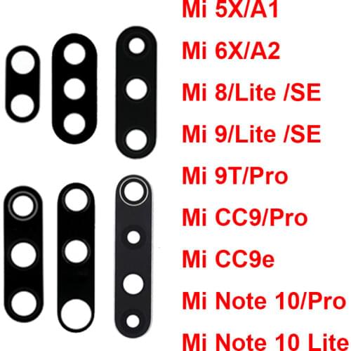 Back Rear Camera Glass Lens with Sticker Glue For Xiaomi Mi 9 8 lite Se A1 5X A2 6X 6 5 5S Plus CC9e CC9 9T Pro Replacement Part