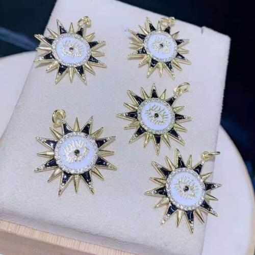 3pcs/lot Womens fashion cubic zircon Micro Pave Eye Sunflower shape pendant