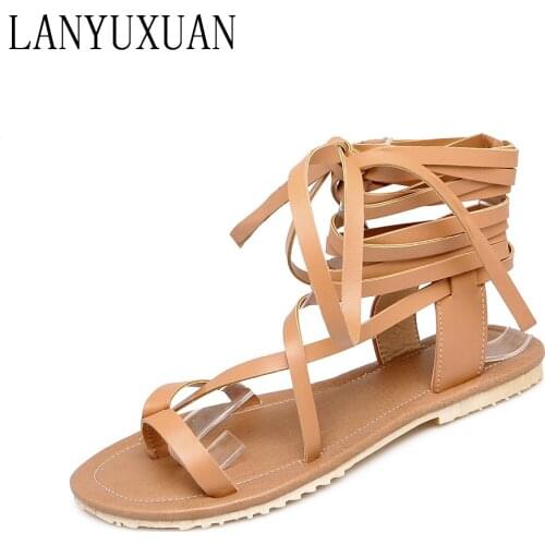 Sandalias Mujer Limited Gladiator Sandals Women Plus Size 34-52 Shoes Women Sandals 2017 Flats Sapato Feminino Summer Style 347