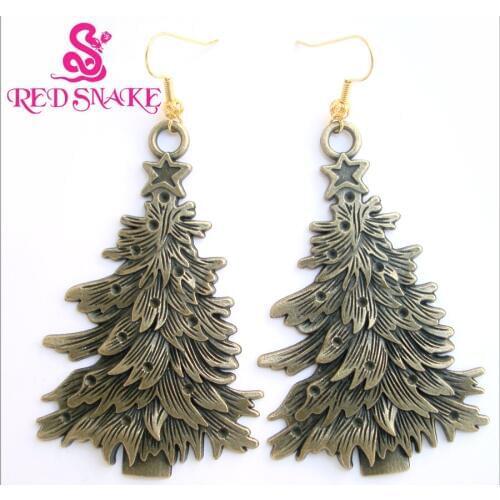 RED SNAKE Retro color christmas tree Earrings for Women