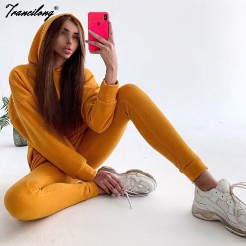 Women Outfits Pant Track Suits Pullover Full Sleeve Soild Hoodies Spring Sweatsuit Two Piece Sets Slim Chandal Mujer