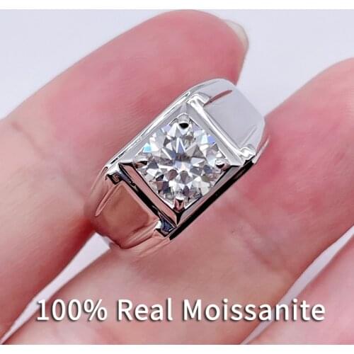 1-3CT Color D Real Moissanite Ring For Men Classic Simple 925 Sterling Silver Adjustable Resizable Engagement Rings Fine Jewelry