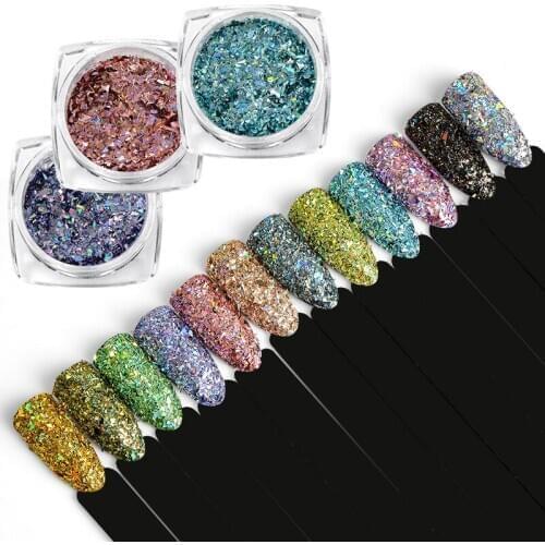 1 Bottle Nail Flakies Laser Shining Nail Art Glitter DIY Sparkly Paillette Tips Nail Manicure Sequins Flake Decors