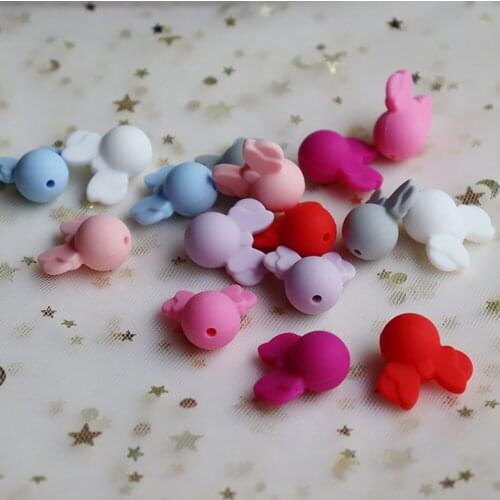 10Pcs Animal Baby Teething Beads Food Grade Cartoon Mouse Shape Silicone Beads For Necklaces Baby Teether Nursing Toy 20x23mm