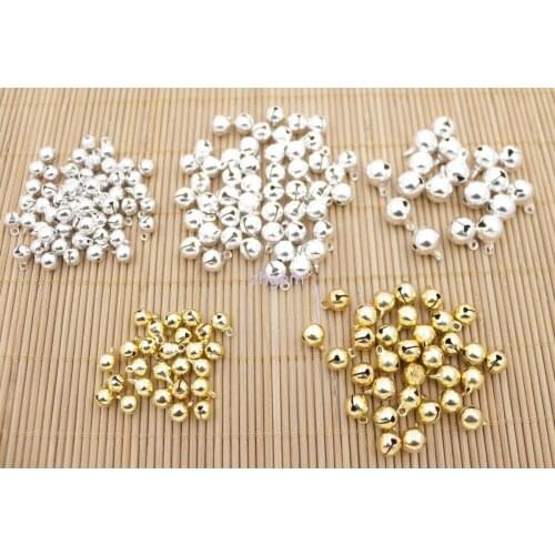 100 PCS 6mm 8mm 10mm Metal Jingle Bells Craft Silver Golden