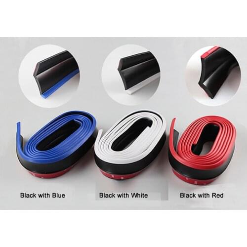Universal Carbon Fiber Rubber Soft Black Bumper Strip Car Exterior Front Bumper Lip Kit / Car Bumper Strip RS-LKT006A