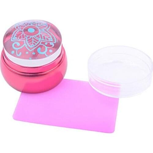 3.5cm Chess Jelly Nail Art Stamp Stamping Stamper Silicone Metal Scraper Template With Cap Printing Transfer Tools Manicure Set