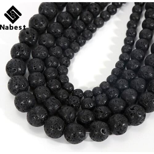 4/6/8/10/12/14mm 5A Natural Lava Stone Beads Round Loose Beads For Necklace Bracelets Making DIY Jewelry Findings Accessories