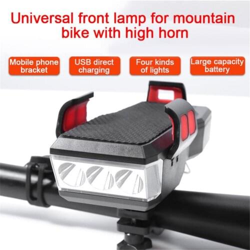 4 in 1 Bicycle Strong Light Headlight Set With Horn Mobile Phone Holder For Bike MTB Light 909